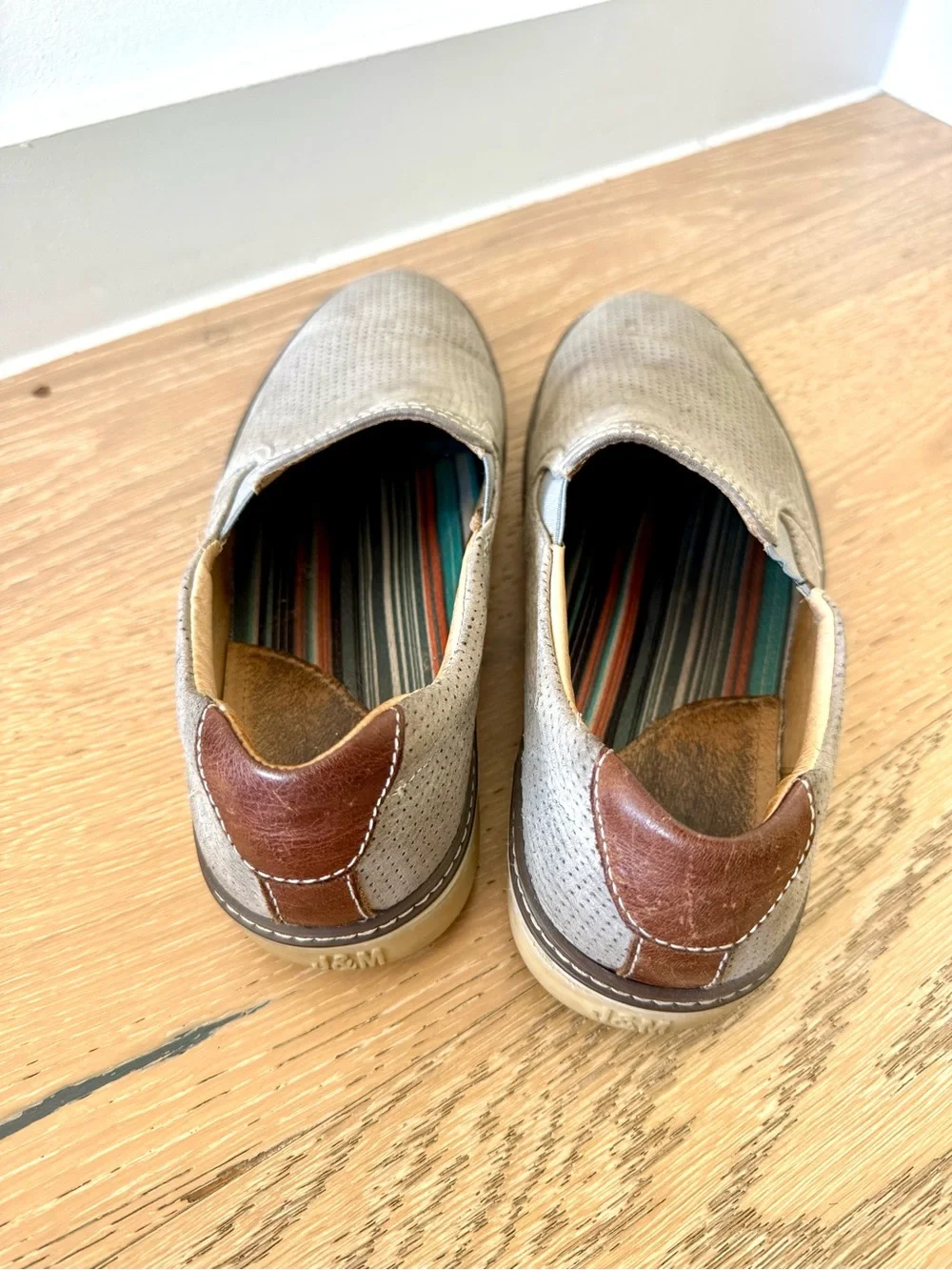 Johnston & Murphy Perforated Slip-On Loafers - Gray